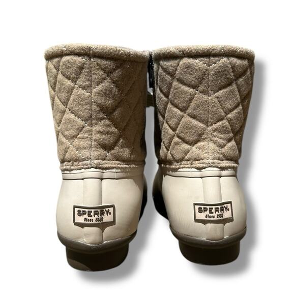 Women’s Sperry Cream saltwater wool Rain Boots Quilted Ankle size 10M - Picture 6 of 7
